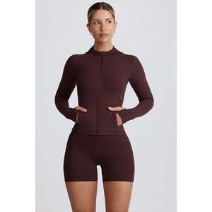 Oh Polly Soft Active Hooded Mid-Layer Jacket in Chocolate Size XSXS